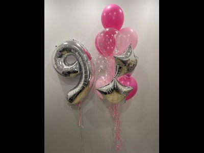 Набор шаров цифра и фонтан в розовом