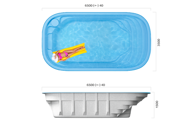 Композитный бассейн 6,5 х 3.5 х 1,5 "Довиль" Franmer