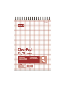 Блокнот 80л, А5, Clear Pad, блок белый 60г/м