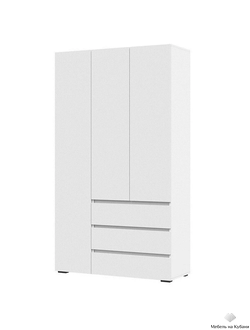Хелен ШК 06 шкаф 3-х створчатый с ящиками Белый