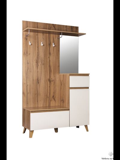 Авалон 53.11 Шкаф для прихожей (с зеркалом) Дуб вотан/Белый
