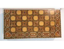 949-1/ Нарды дерево, перламутр, кости из оникса, 50х50, ручная работа, Иордания, 50-е года