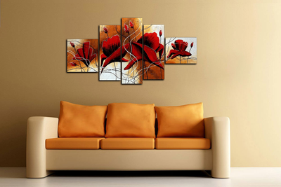 Модульная картина "Красные лепестки"