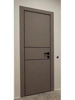 PRESTIGE. МОДЕЛЬ ЛАЙН 3. ГОРИЗОНТАЛЬНЫЕ АЛЮМИНИЕВЫЕ ВСТАВКИ ЧЕРНОГО ЦВЕТА, С ВОЗМОЖНОСТЬЮ УСТАНОВКИ АЛЮМИНИЕВОЙ КРОМКИ ПО ТОРЦАМ ДВЕРНОГО ПОЛОТНА