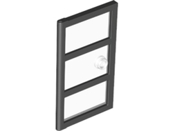 Door 1 x 4 x 6 with 3 Panes with Molded Trans-Clear Glass with Stud Handle Pattern, Black (60797pb04 / 6253332)