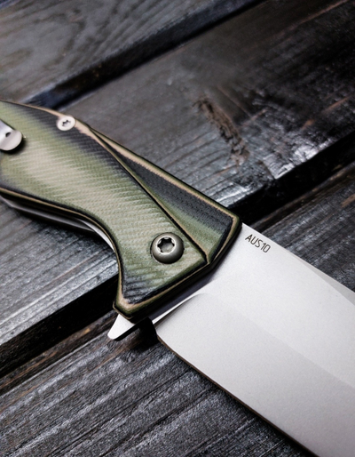 Складной нож URAN R сталь AUS 10, рукоять G10, цвет тайга
