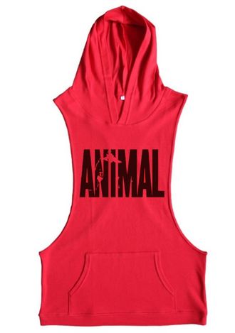 Майка Animal с капюшоном, красная, XL