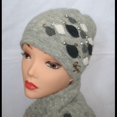 Светло-серая шапка и шарф италия Vizio 5175