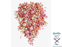 ДРАЖЕ ЗЕРНОВОЕ в цветной кондитерской глазури "жемчуг персик, розовый, белый" №244, 50 гр
