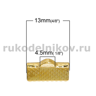 зажим для ленты 13x7 мм, цвет-золото, 10 шт/уп