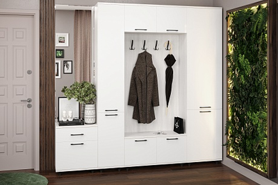 Композиции прихожей ГРЕЙС (фасад Белый Бриллиант Глянцевый)