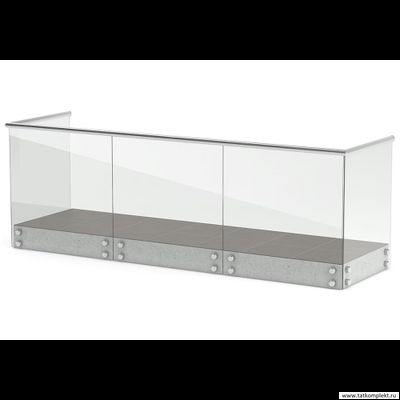 Стеклянные ограждения балкона на точечных креплениях с поручнем из нержавеющей стали aisi 304