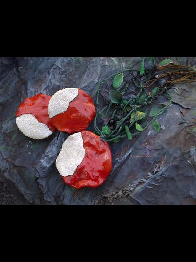 Комплект фэнтези-украшений "Яблочко Белоснежки" (парадное колье и крупные серьги)