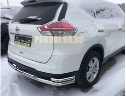 Защита заднего бампера двойная угл. большая d60/42 для Nissan X-Trail 2018-