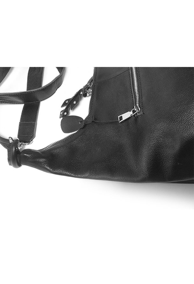 (АРТИКУЛ: 8403/1) СУМКА МЕШОК, СРЕДНЕГО РАЗМЕРА, НАТУРАЛЬНАЯ КОЖА, ЧЕРНАЯ, ЧЕРЕЗ ПЛЕЧО