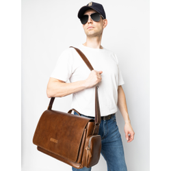 Кожаная мужская сумка Toara Premium brown (арт. 5058-63)
