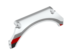 Technic, Panel Car Mudguard Arched 13 x 2 x 5 Straight Top with Black, Red and Gray Stripes Pattern Model Front Left Side, White (42545pb001L / 6253094)
