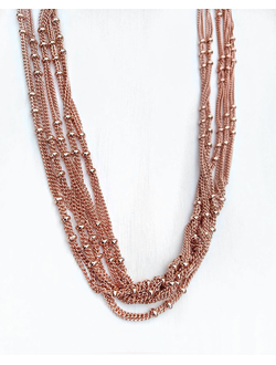 (АРТИКУЛ: 9677/81) КОЛЬЕ  ЖЕНСКОЕ, МЕТАЛЛ ЦВЕТА "РОЗОВОЕ ЗОЛОТО"