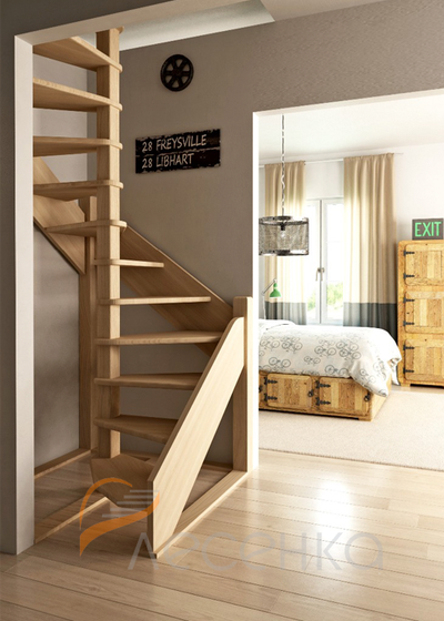 Деревянная винтовая лестница ЛЕС-1,2ву