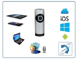 Видеоняня /WiFi видеокамера панорамная с DVR (fish_S), HD (360EyeS)