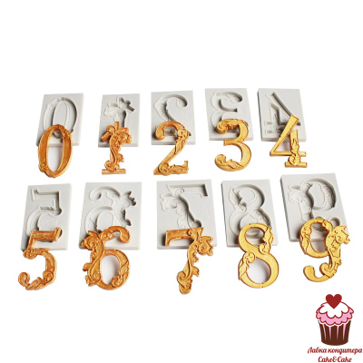 Набор молдов Цифры резные 0-9, высота 6,5 см