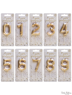 Свеча тортовая цифра на шпажке "Многогранник" Шампань