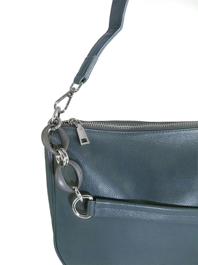 (АРТИКУЛ: 10065/1) СУМКА ЖЕНСКАЯ, НЕБОЛЬШАЯ, НАТУРАЛЬНАЯ КОЖА, ГРЯЗНО-ГОЛУБАЯ, С ПЛЕЧЕВЫМ РЕМНЕМ