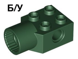 ! Б/У - Technic, Brick Modified 2 x 2 with Pin Hole and Rotation Joint Socket, Dark Green (48169 / 4257583 / 6028425) - Б/У