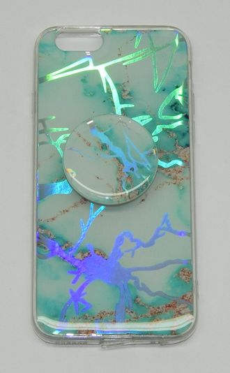 Защитная крышка силиконовая iPhone 6/6S зеленая с попсокетом
