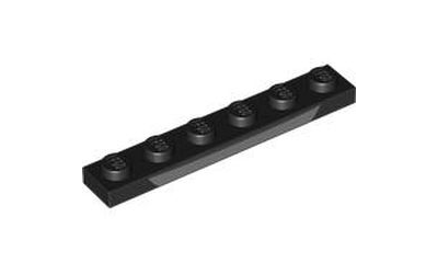 Plate 1 x 6 with Dark Bluish Gray Curved Shape and Dotted Lines Pattern, Black (3666pb01 / 6437919)