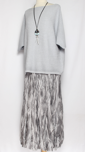 Юбка плотная шелковая "Жатая" серая, синяя р.46-54