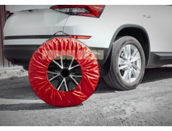 Чехлы для хранения автомобильных колес, 4 штуки, Широкие, размер от 15” до 20”, цвет черный/красный