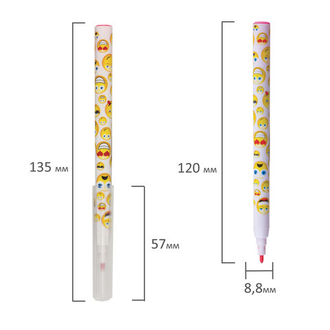 Фломастеры BRAUBERG "Смайлики", 6 цветов, вентилируемый колпачок, корпус с печатью, пластиковая упаковка, увеличенный срок службы, 150529, 12 наборов