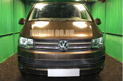 Защита радиатора Volkswagen T6 (Multivan,Caravelle) 2015- (2 части) black низ