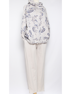 КОСТЮМ ХУДИ И БРЮКИ "Пайетки турецкий огурец" св.бежевый до 54р.