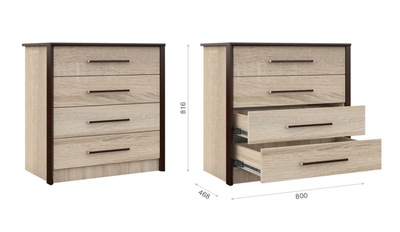 Комод Эшли 80 см венге, дуб сонома