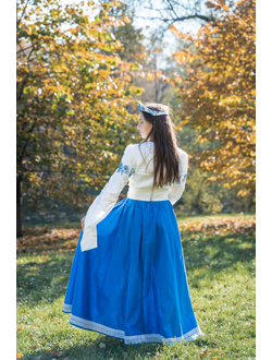 Свадебное платье в русском стиле "Гжель"