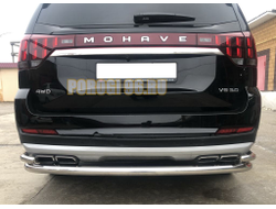 Защита заднего бампера угловая большая двойная (кроме Корейских производителей авто) d60/42 для Kia Mohave (2021-...)