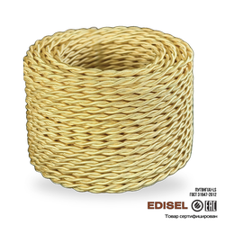 Витой ретро провод 2х1.5 песочный шелк бухта