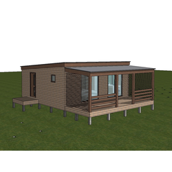 Одноэтажный каркасный дом с двумя спальнями и террасой (SK92)