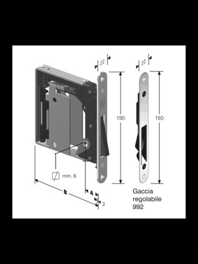 Магнитный замок B-NOHA MINI с отв.планкой 190 мм, матовый хром