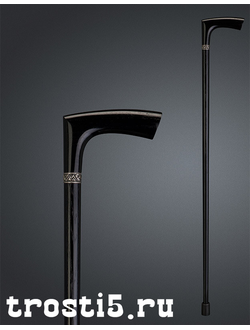 черная трость с г образной рукоятью из дуба и красивым кольцом