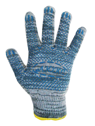 Перчатки трикотажные двойные ЗИМА (СЕРЫЕ) с ПВХ