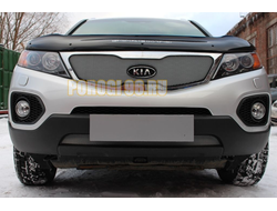 Защита радиатора KIA Sorento II 2009-2012 chrome верх с вырезом под логотип
