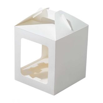 Коробка для прян. домика/кулича с 2 окнами (белая), 160*160*180мм