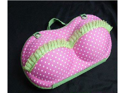 Сумка для хранения бюстгальтеров, розовая с зеленым