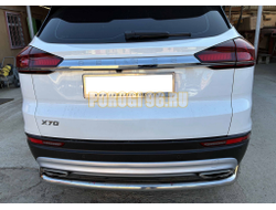 Защита заднего бампера угловая большая Папа Тюнинг d60 для BELGEE X70 2024-