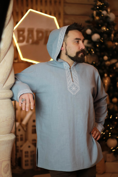 Рубаха с капюшоном «Утро Сварога» небесная