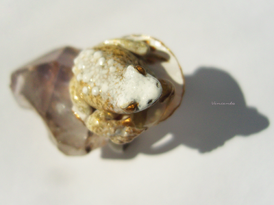 "Солнечная лягушка", фэнтезийное кольцо с кварцем
