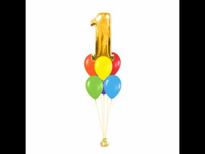 Фонтан шаров с гелием Цифра + 6 шариков (СиК)